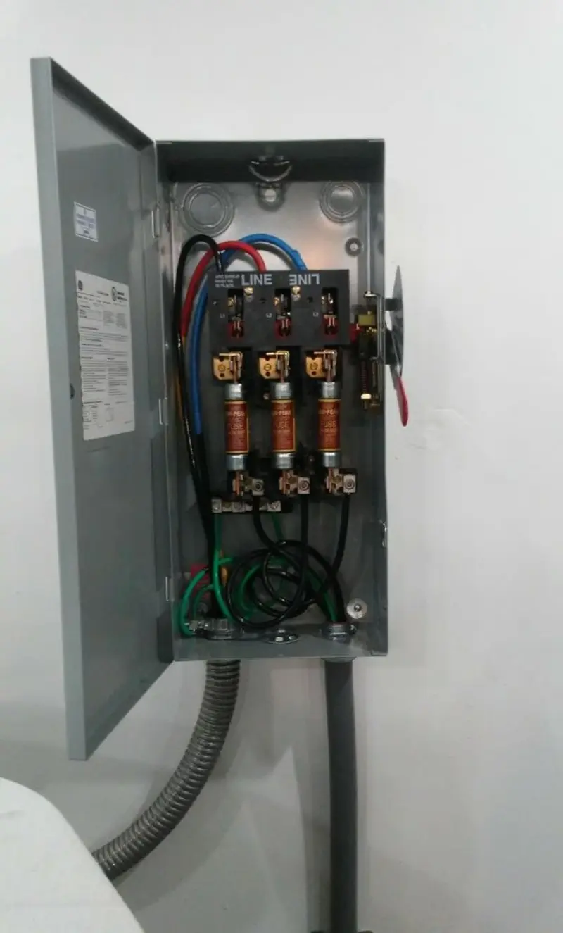 Three-phase disconnect switch installed for Electrical Wiring & Rewiring in The Woodlands